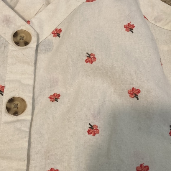 Abercrombie & Fitch Button Down Linen Sleeveless Crop Top Flower Detail Small - Picture 4 of 8